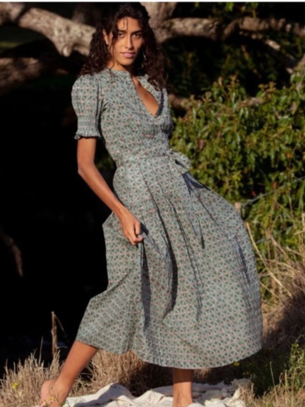 Daughters of India Prairie Dress Sage Size XS